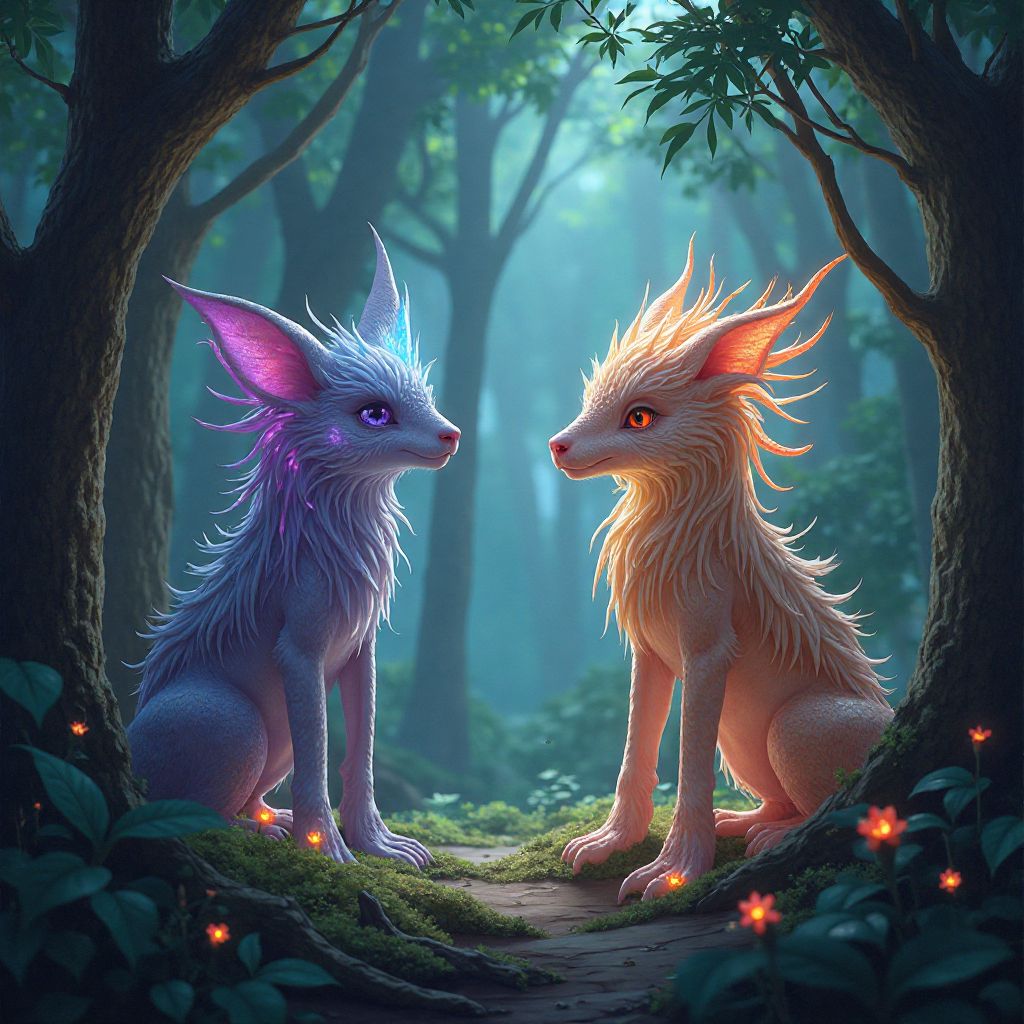 Fantastical creatures in their natural magical habitat